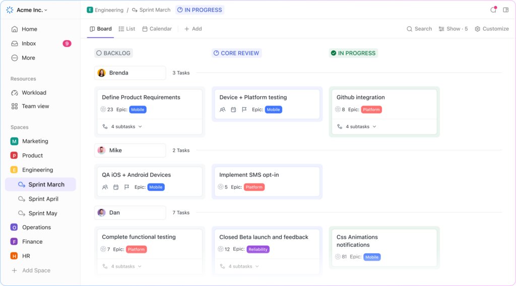 Clickup Kanban Board