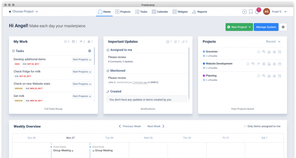 Freedcamp Project Management