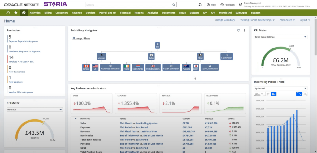 NetSuite Dashboard