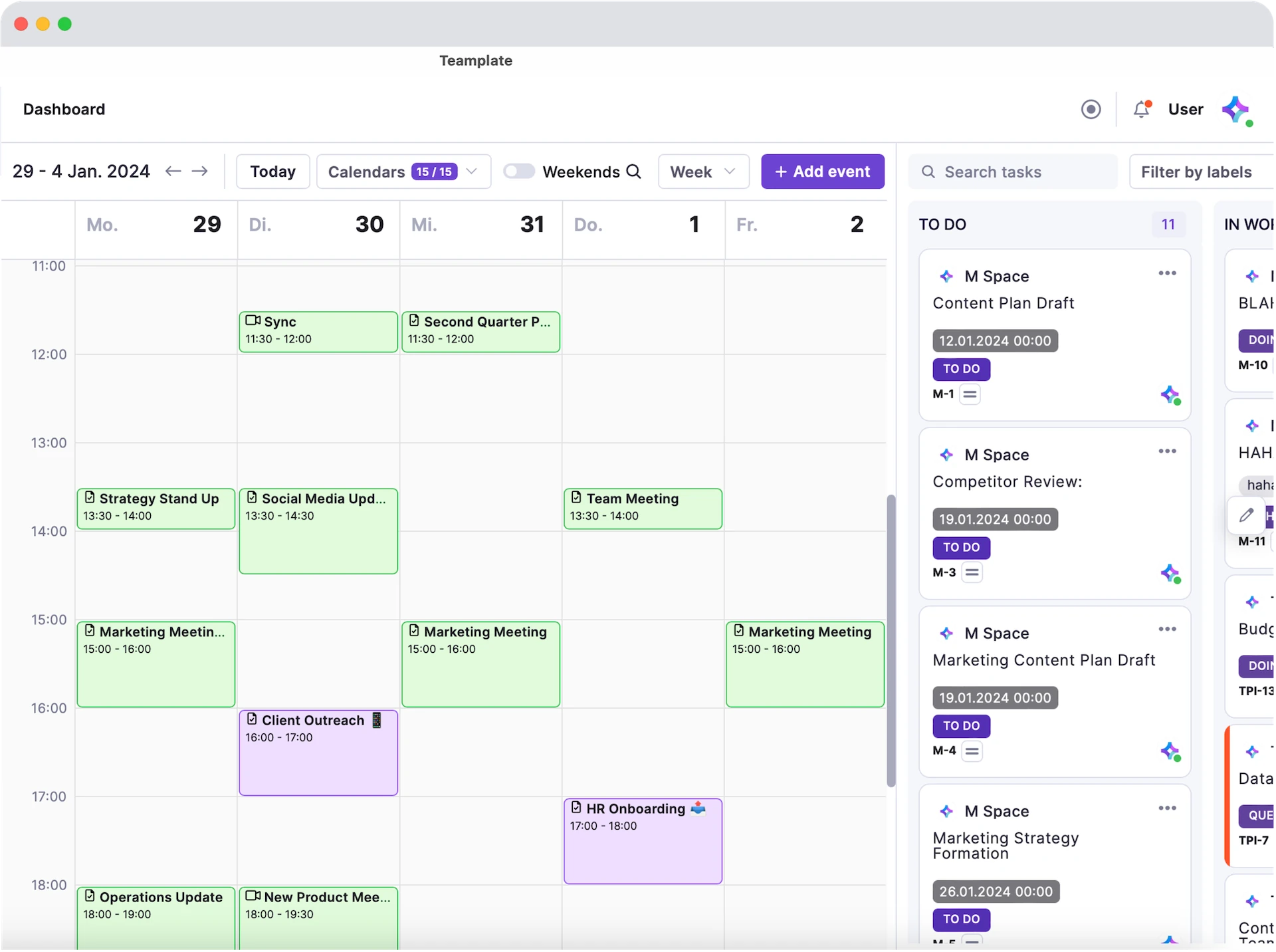 Calendar - Teamplate