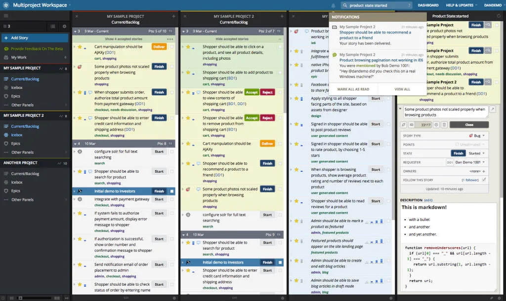 PivotalTracker Kanban Board